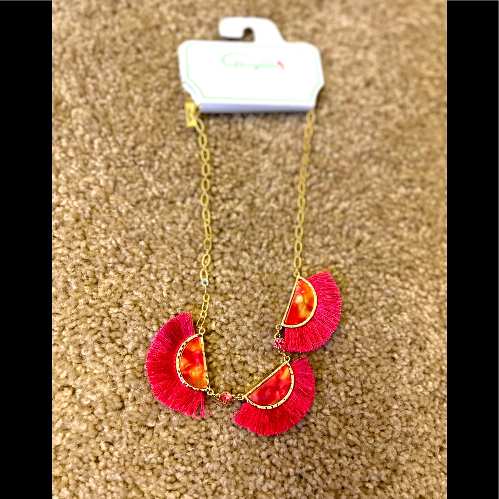 Pappagallo Fuchsia Plume Gold Short Ruby Necklace